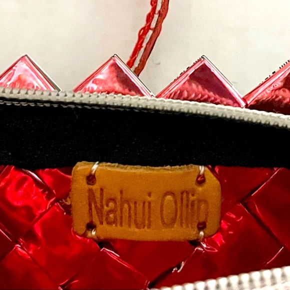 Nahui Ollio Bar Code Candy Gum Wrapper Clutch Wristlet Black/White Red Interior - Picture 2 of 7